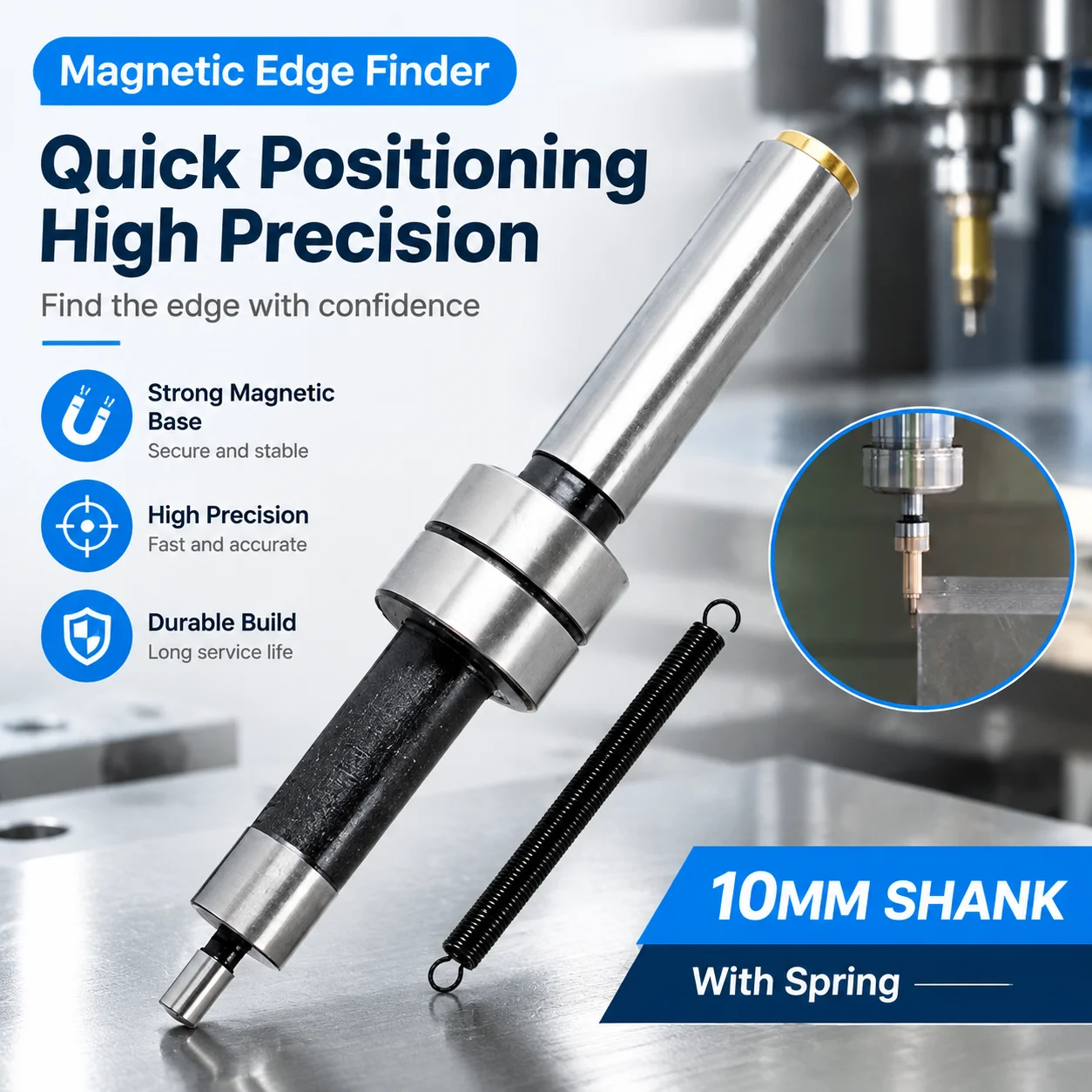 10mm Handle Mechanical Edge Detector Hardness High Strength Drilling Milling Edge Finder Position Test Tool For CNC Mills Probe