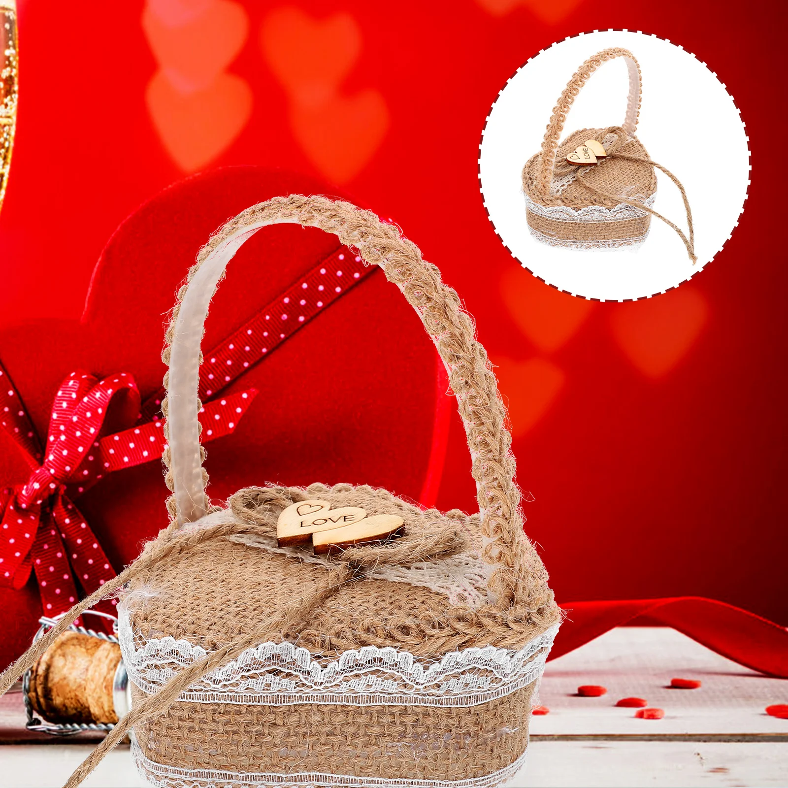 

1pcs Rustic Wooden Fabric Ring Storage Basket Wedding Ring Container Engagement Organizer Bride Gift Holder For Wedding Ceremony