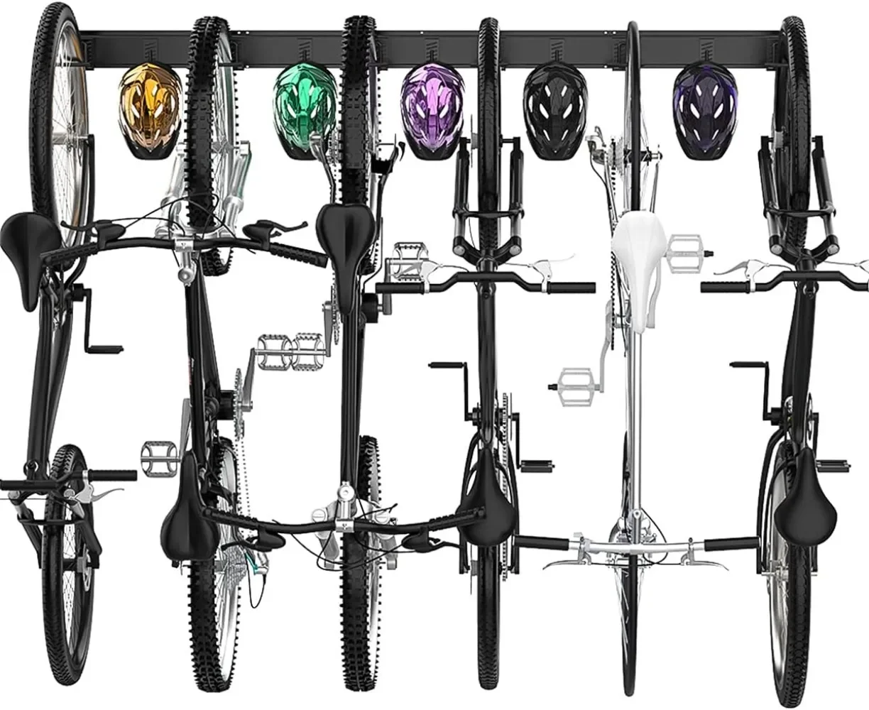 Bike Storage Rack, 6 Bike Racks & 5 Hooks for Garage, Wall Mount Vertical Bicycles Hanger for Home Space Saving, up to 600lbs