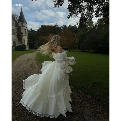 Amanda Customized White One Shoulder Long Sleeves Prom Dresses Organza vestidos de noche Floor-Length A-line Formal Evening 2025