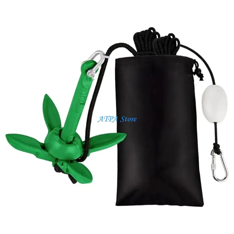 U13C Small Foldable Grapnel Mooring with Rotating Lock Rings Powder Coated Carbon Steel Mooring for Fishing & Yogas