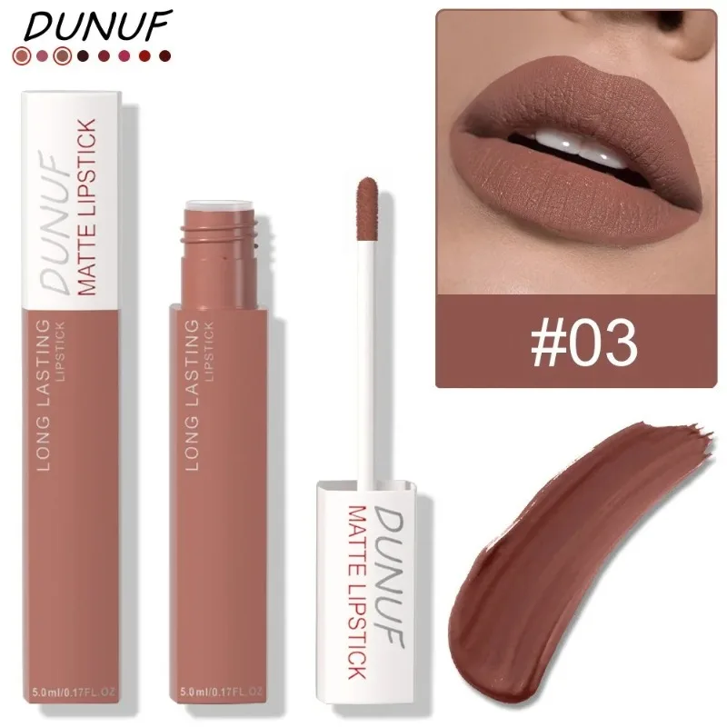 Matte Lippenstifte Nicht Klebend Roter Nude Wasserfester Langanhaltender Flüssiger Lipgloss Samt-Finish Verblassungsresistent Lip Tint Make-up – Detail 11