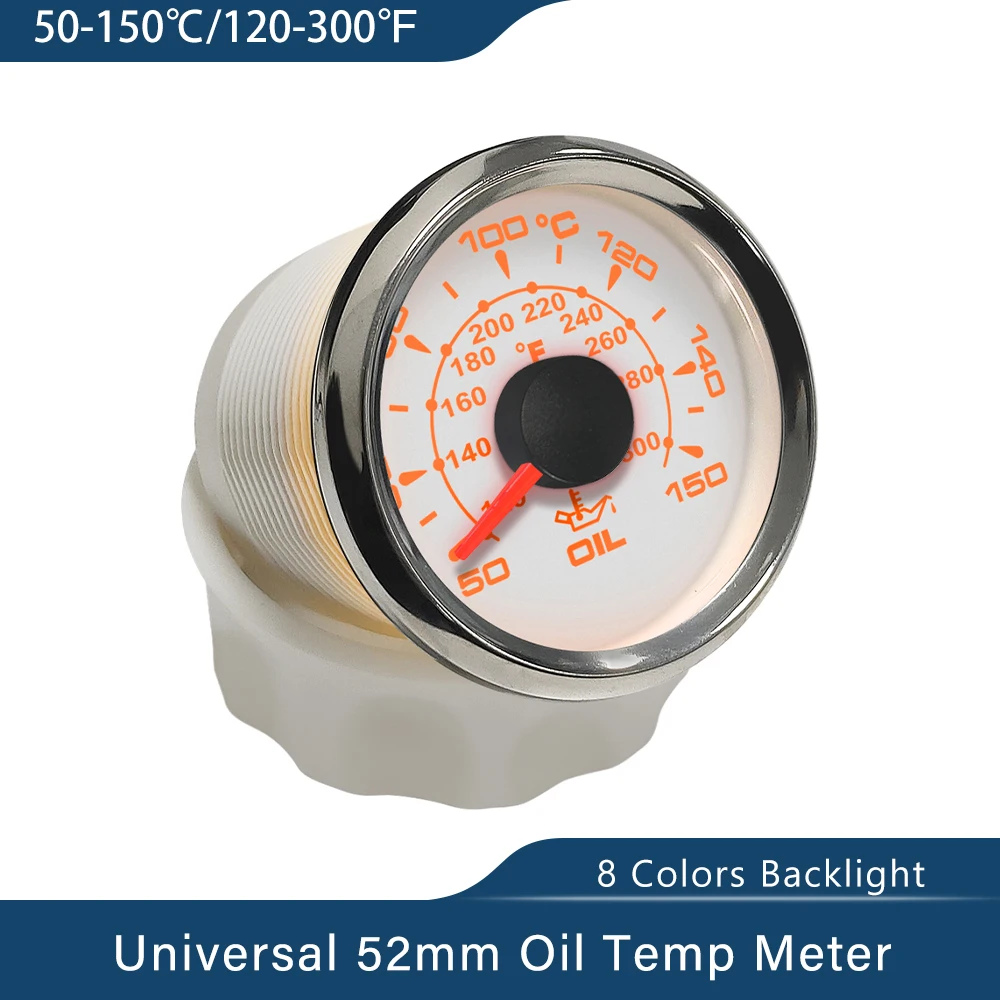 

ELING 52mm Waterproof 50-150℃ Oil Temperature Gauge Fuel Temp. Meter with 8 Colors Backlight for Car Boat Yacht 9-32V