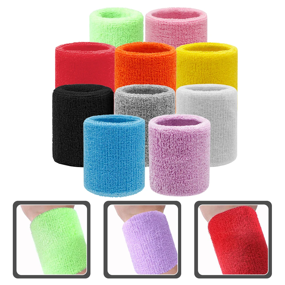 

10 Pairs Striped Sports Wristband Straps Sweatband Armband Wrists Acrylic