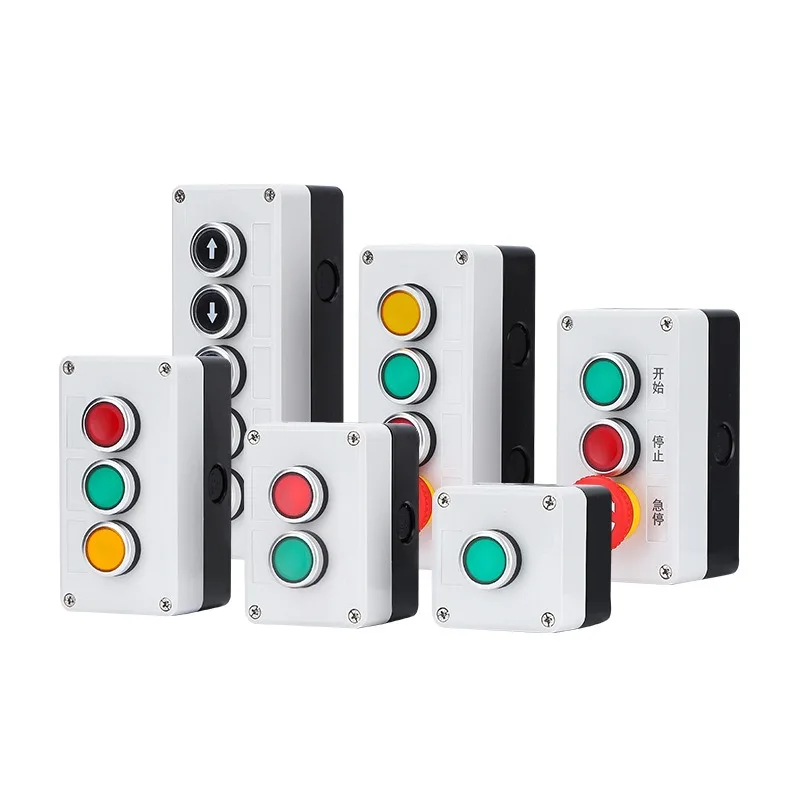 Push Button Switch Control Box 22mm Jog with Button, Start and Stop Emergency Stop Waterproof and Dustproof