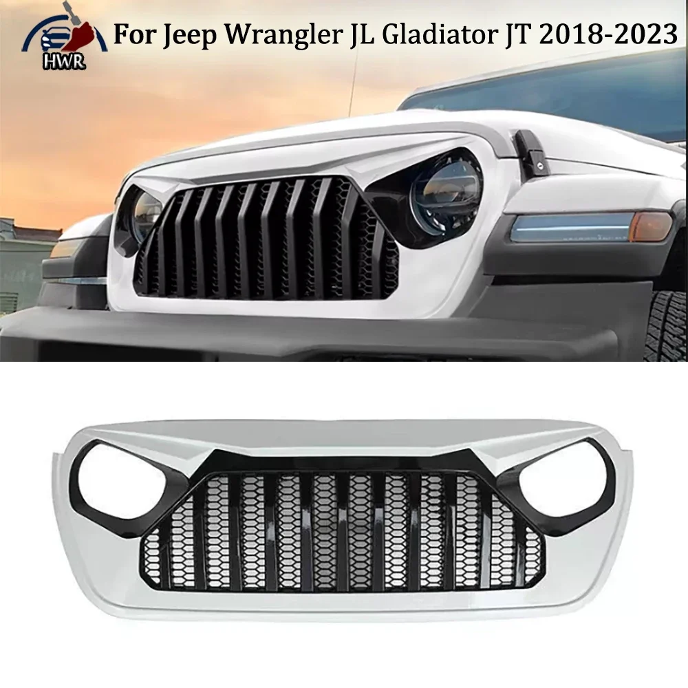 

Front Bumper Grille White Deluxe Offroad Car Guard Grid For Jeep Wrangler JL Gladiator JT 2018-2023 Replace Original Grille