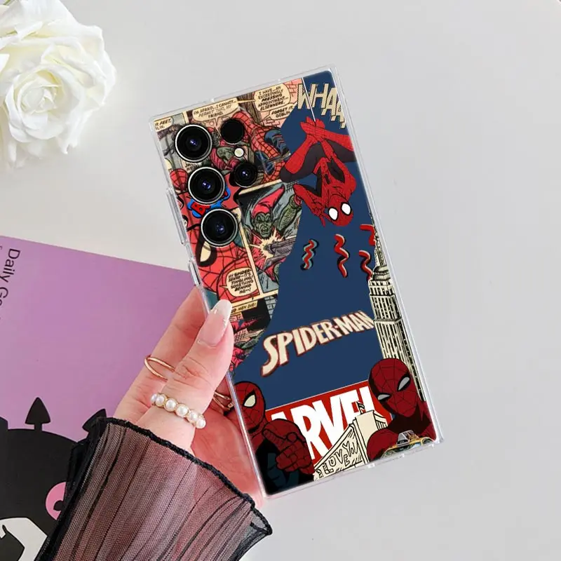 Miles Morales Spiderman Gwen S25Ultra Clear Case For Samsung Galaxy S25 S24 S23 Ultra S20 S21 FE S22 Plus A56 A36 5G Phone Cover