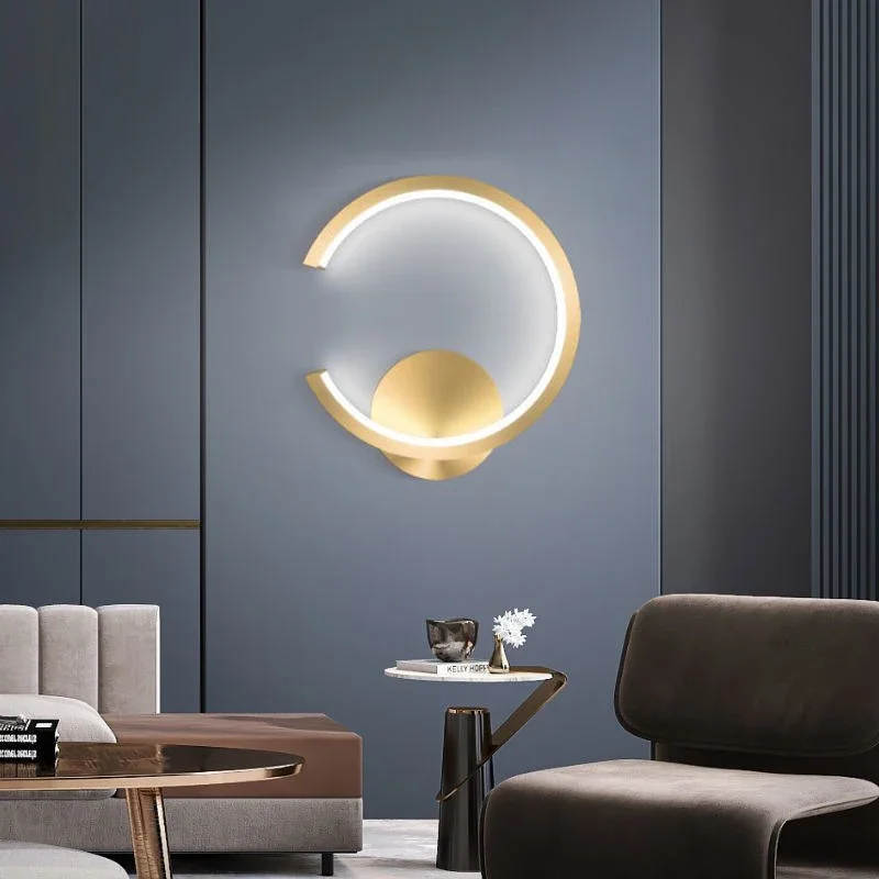 Modern LED Wall Lamps Minimalist Semicircular Aluminum Sconces for Living Room Bedroom Bedside Dining Rooms Illumination Fixture