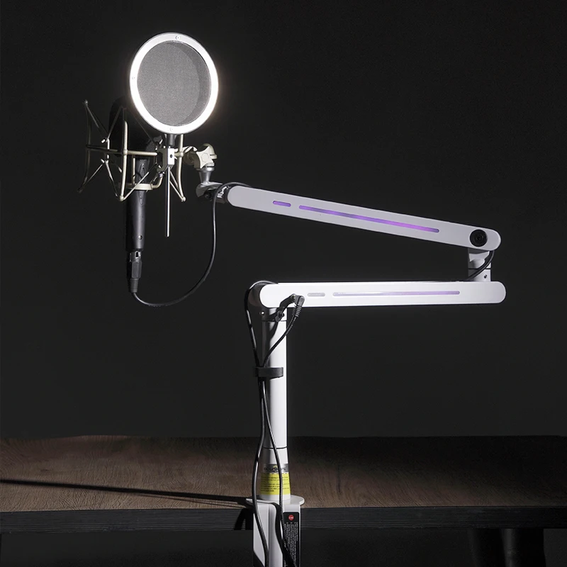 RGB Mikrofon Halterung Mikrofon Arm Ständer Drehbare Suspension Boom Scheren Ständer
