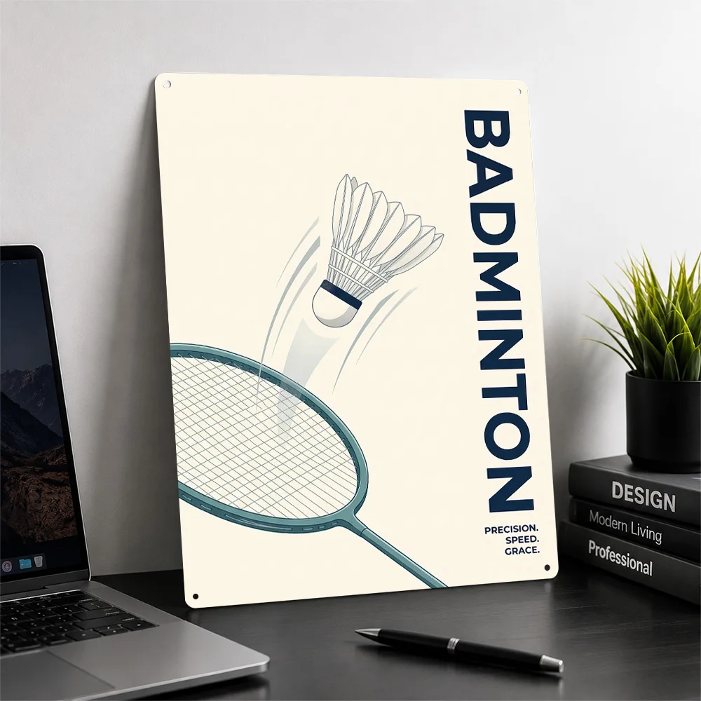 Minimalist Badminton Sport Poster Retro 3D Printed Metal Signs Customized Wall Hanging Gift for Vintage Decor Room Bedroom Stuff