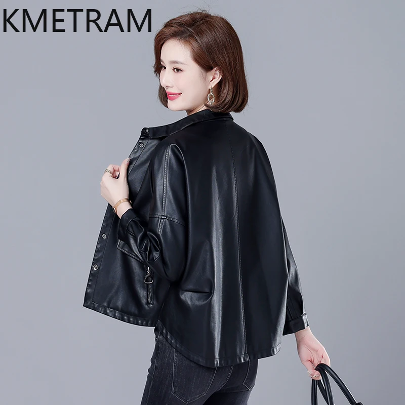 KMETRAM-Chaqueta de piel de oveja auténtica para Mujer, abrigo corto de talla grande, ropa coreana, primavera y otoño