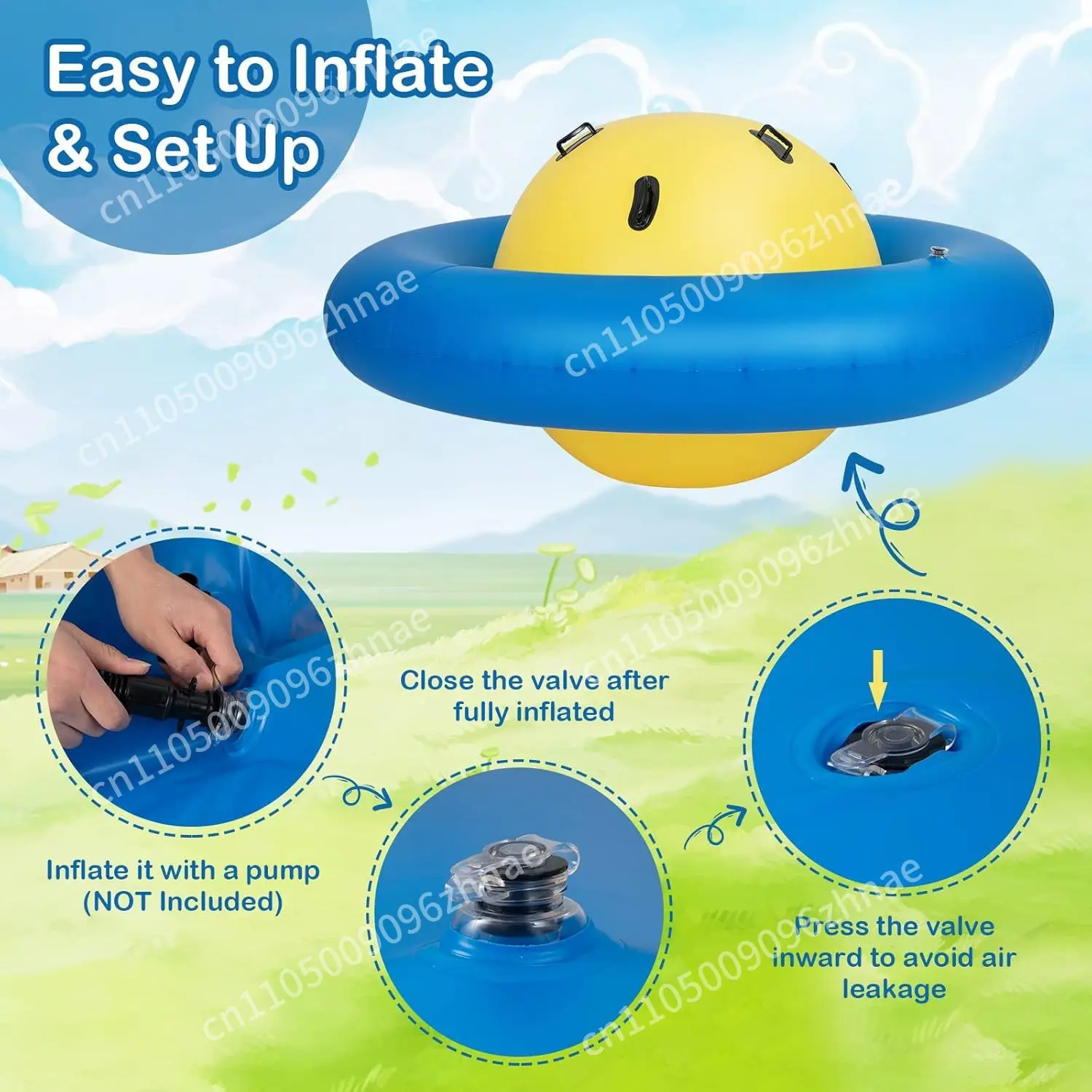 Giant inflatable dome rocker bouncer, 88-inch roller handle seesaw and 6-handle climbing bridge, outdoor play