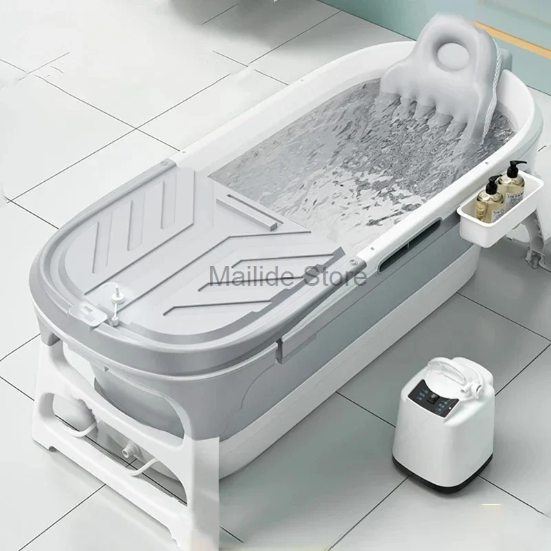 Minimalist Portable Bathtubs for Home Folding Bathtub Leisure Adult Full Body Hot Tub Spa Massage Sweat Steam Bath Tub with Lid