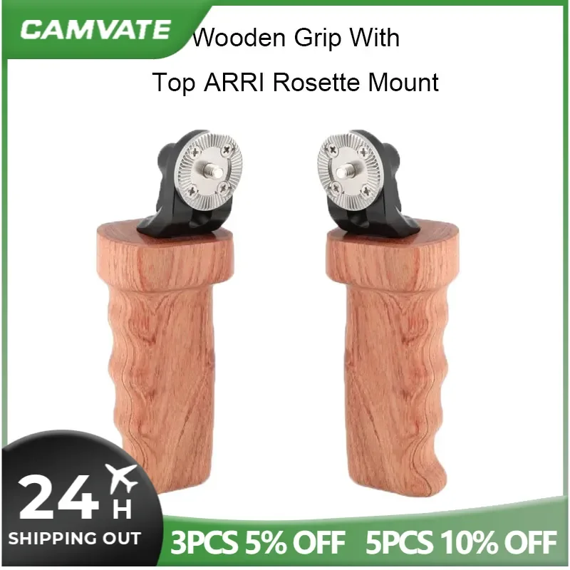 CAMVATE Wooden Grip With Top ARRI Rosette M6 Thread Connection For DLSR Camera Shoulder Mount Rig Camera Handgrips