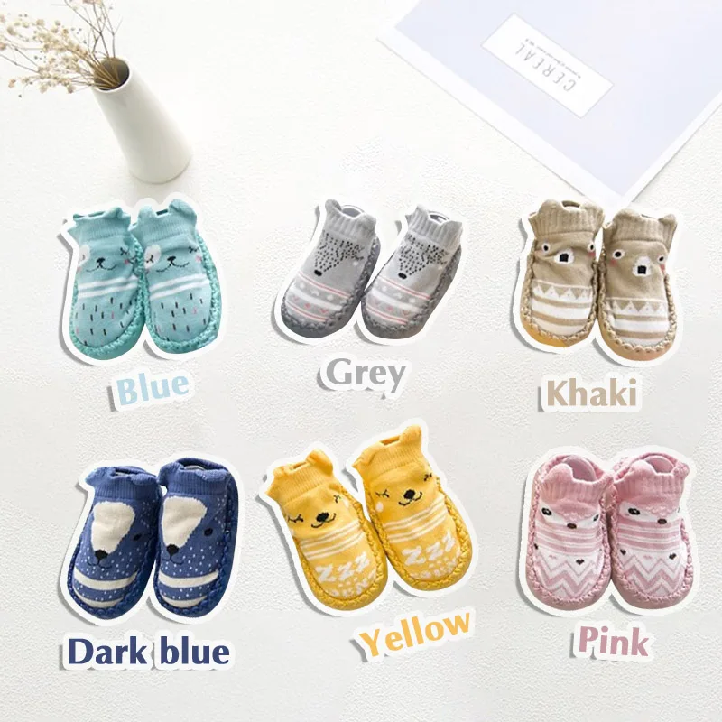 Calcetines de suelo para bebé con suelas de puntos de goma, suela suave antideslizante, calcetines de suelo bonitos de dibujos animados para niños pequeños, suelas de puntos de goma