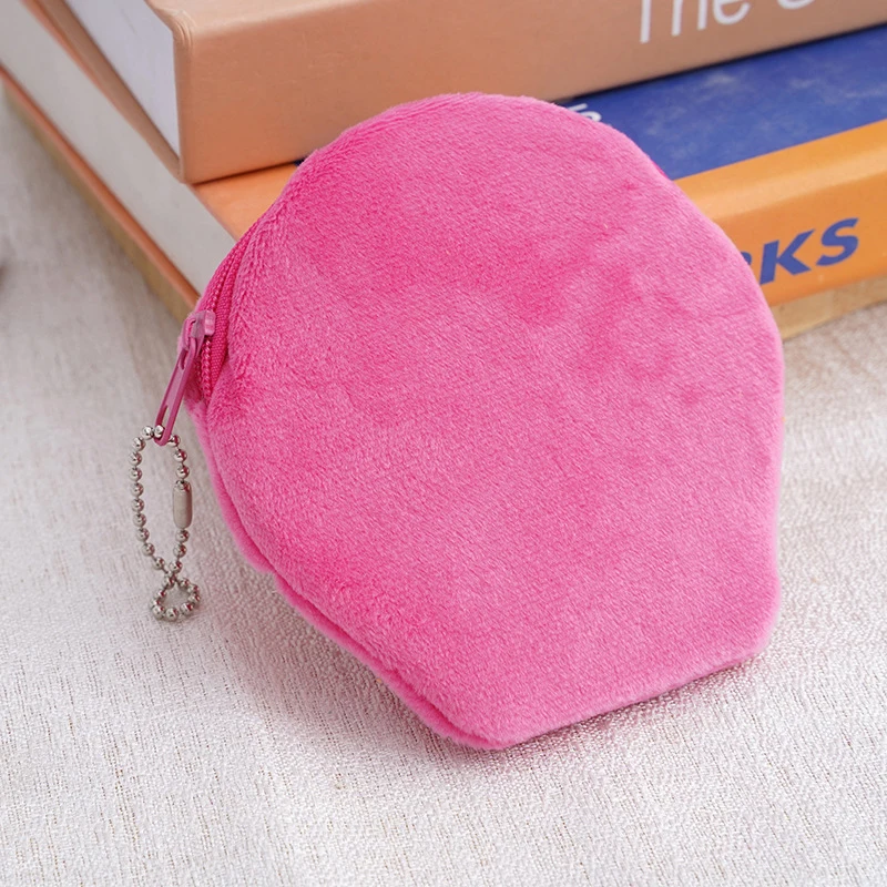 Cute Scallop Plush Coin Purse Keychain Wallet Candy Earphone ID Credit Card Storage Bags USB Data Cable Pouch Holder Bag Pendant