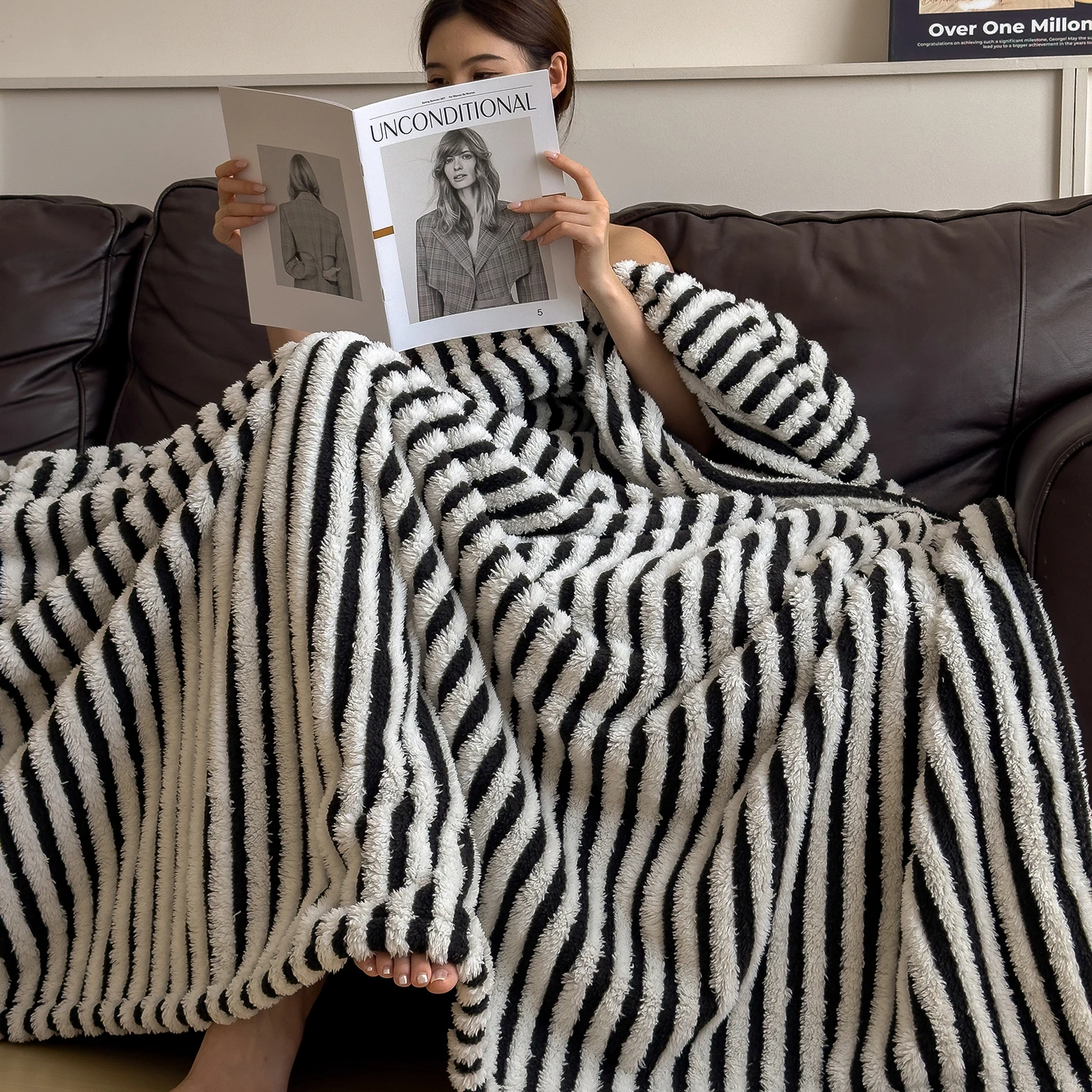 Nachahmung Kaninchen Plüsch Gestreifte Decke Flauschige Weiche Fleece Decke für Sofa Einzel Doppel Frühling Herbst Warme Bett Decken