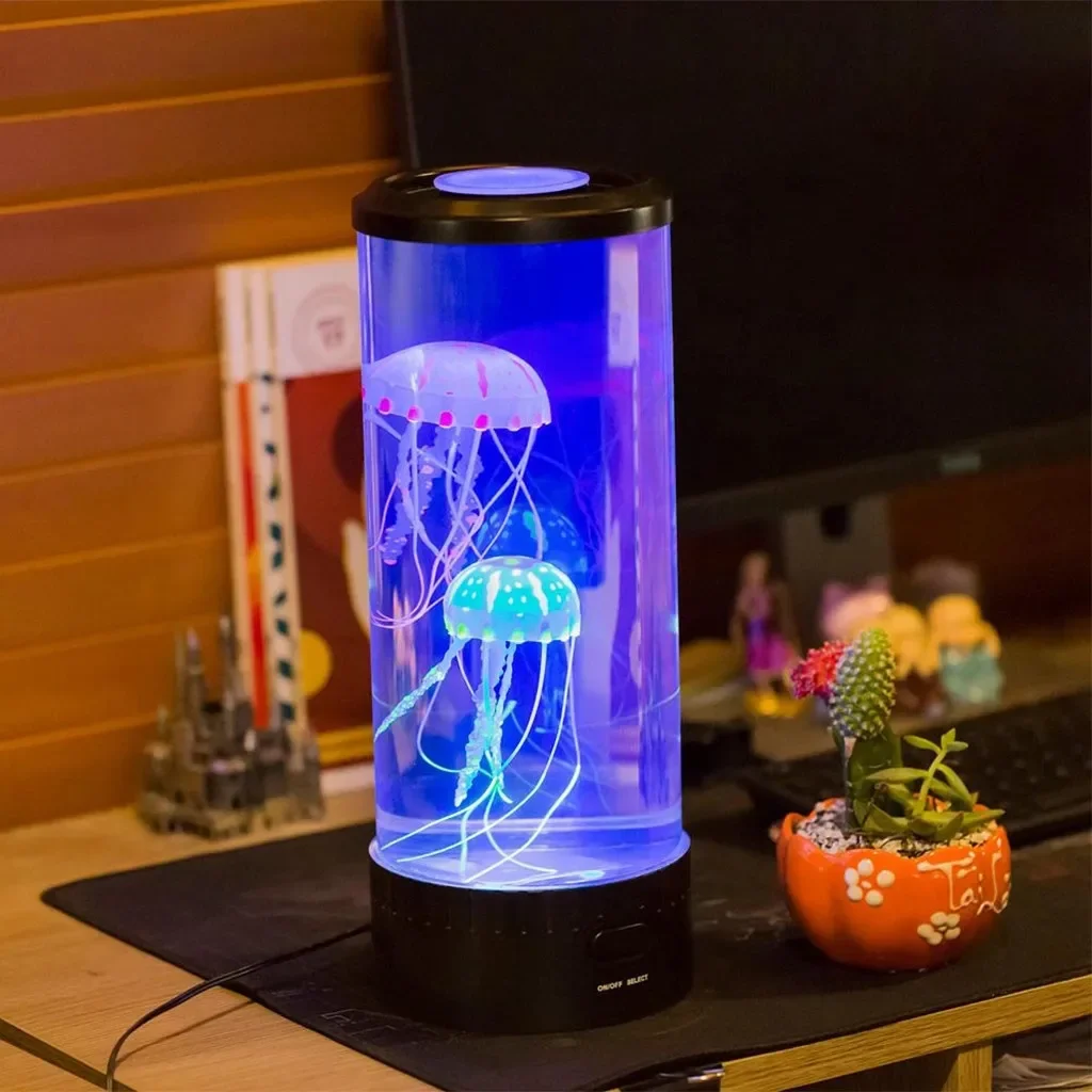 Simulated Jellyfish Cylindrical Quiet Light Home Bedroom Decoration Led Colorful Aquarium Night Lights Birthday Gift image 2