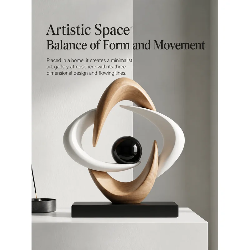 Artesanías de Resina, Esculturas Geométricas Huecas, Anillos Abstractos en Espiral, Figuras Decorativas, Accesorios de Decoración para el Hogar