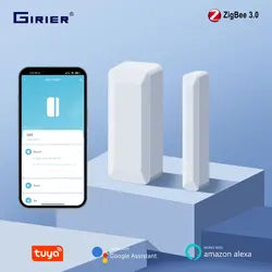 GIRIER-Sensor de Porta e Janela Tuya Inteligente, ZigBee Wireless, Detector de Contato para Segurança Doméstica Inteligente, Assistente de Suporte Doméstico, 2MQTT