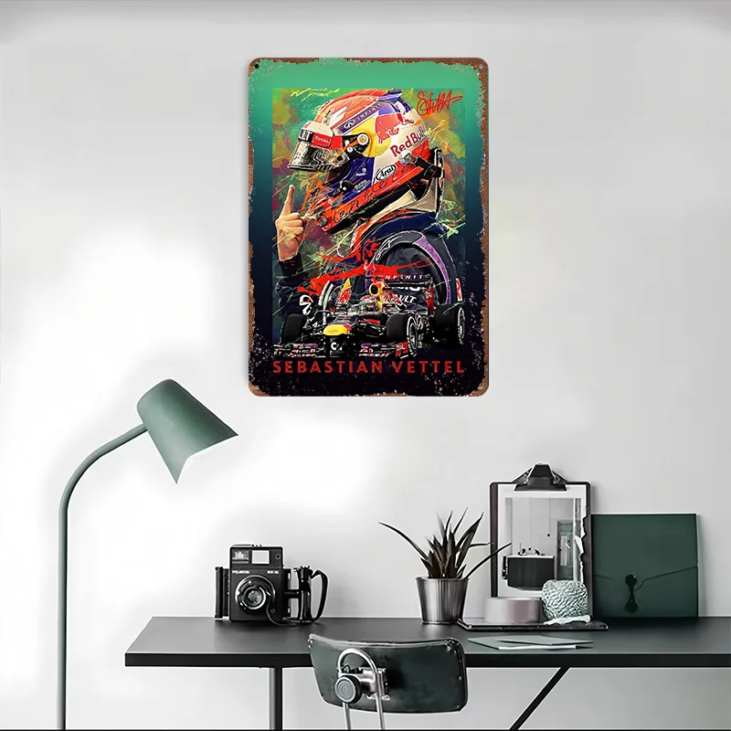 سيباستيان فيتيل سباق تين تسجيل الجدار ملصق فني ديكور المنزل الحديث علامات معدنية فاخرة خمر للرجل الكهف الديكور الرجعية