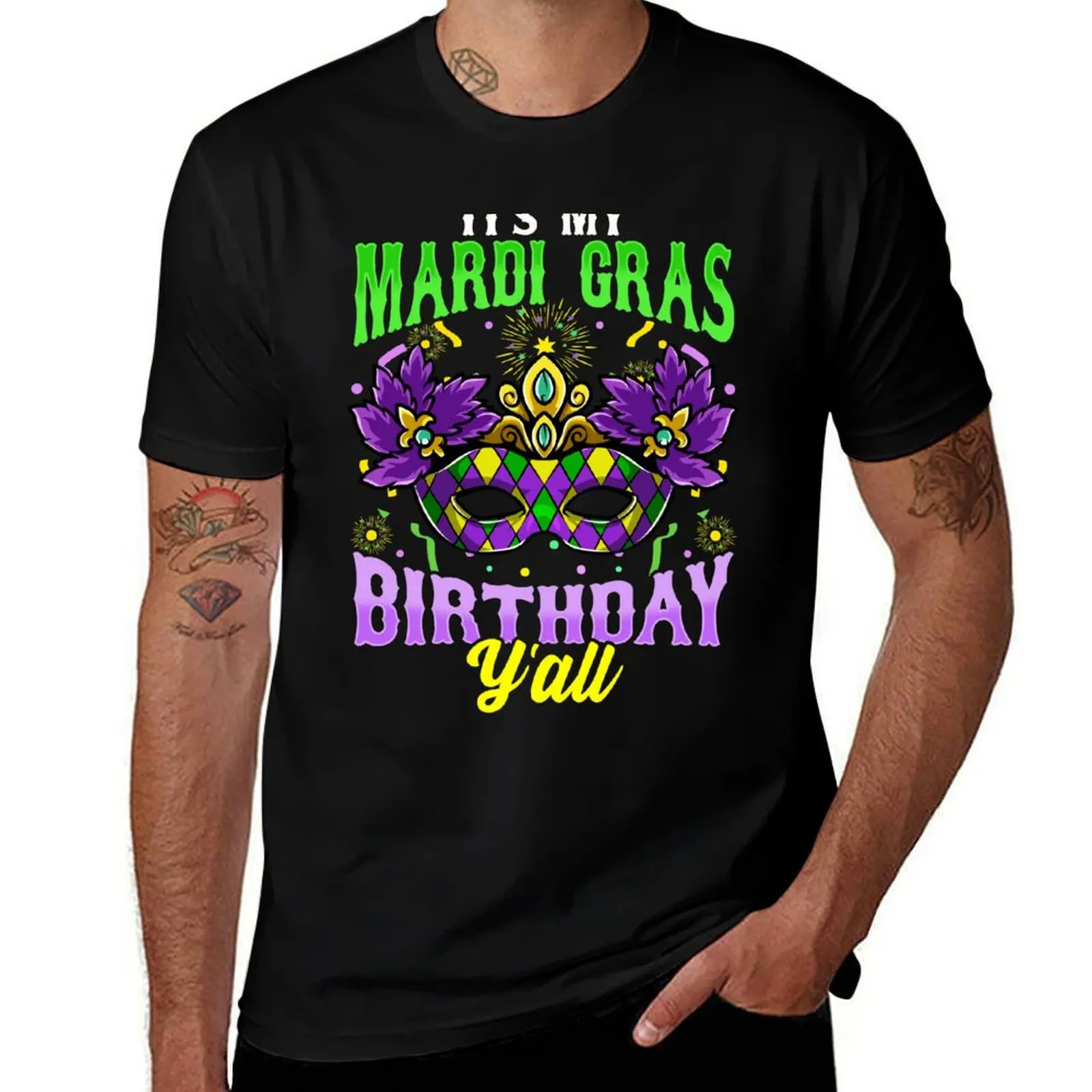

Mardi Gras Birthday Yall T-Shirt boys animal print anime stuff quick-drying anime figures clothing for men