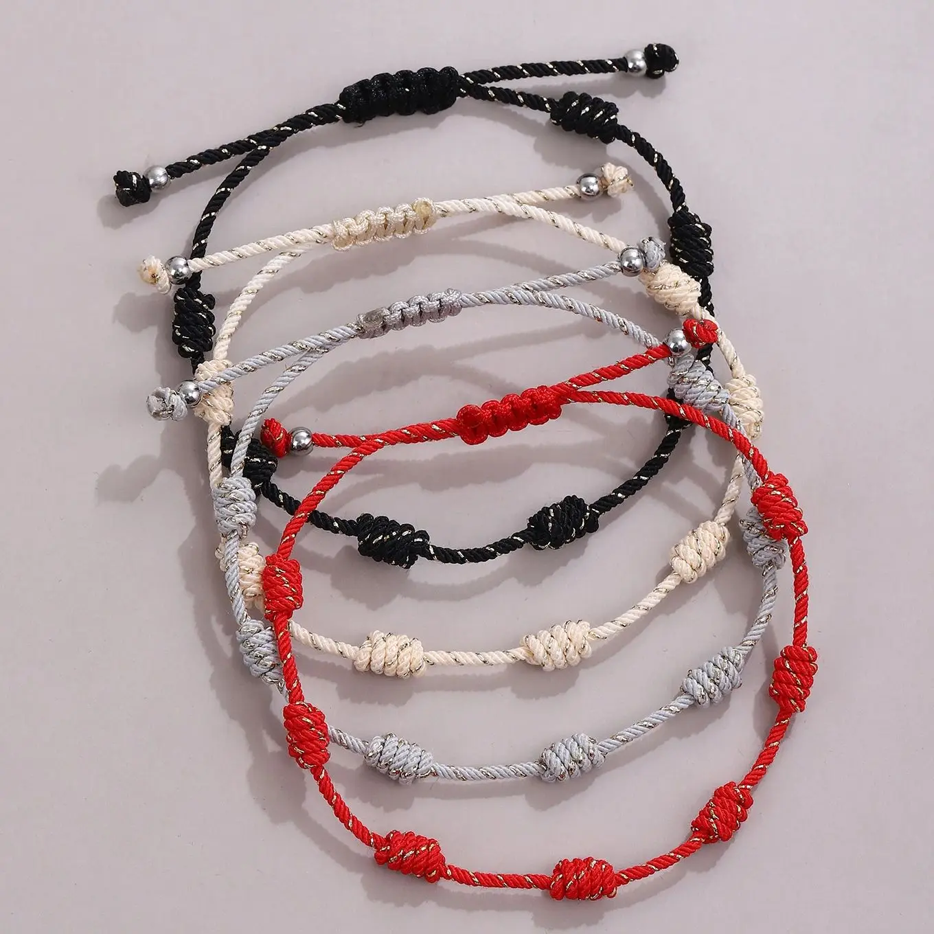 

4PC 7 Knots Red String Bracelets For Wmen Men Protection Good Luck Amulet Friendship Matching Hand Rope Bracelet Jewelry Gift