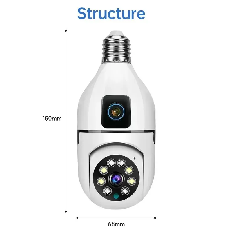 4MP E27 Dual Lens Bulb Camera APP O-KAM WiFi 1080P Night Vision 360 PTZ Camera Human Tracking CCTV Security Monitor Two Way Talk