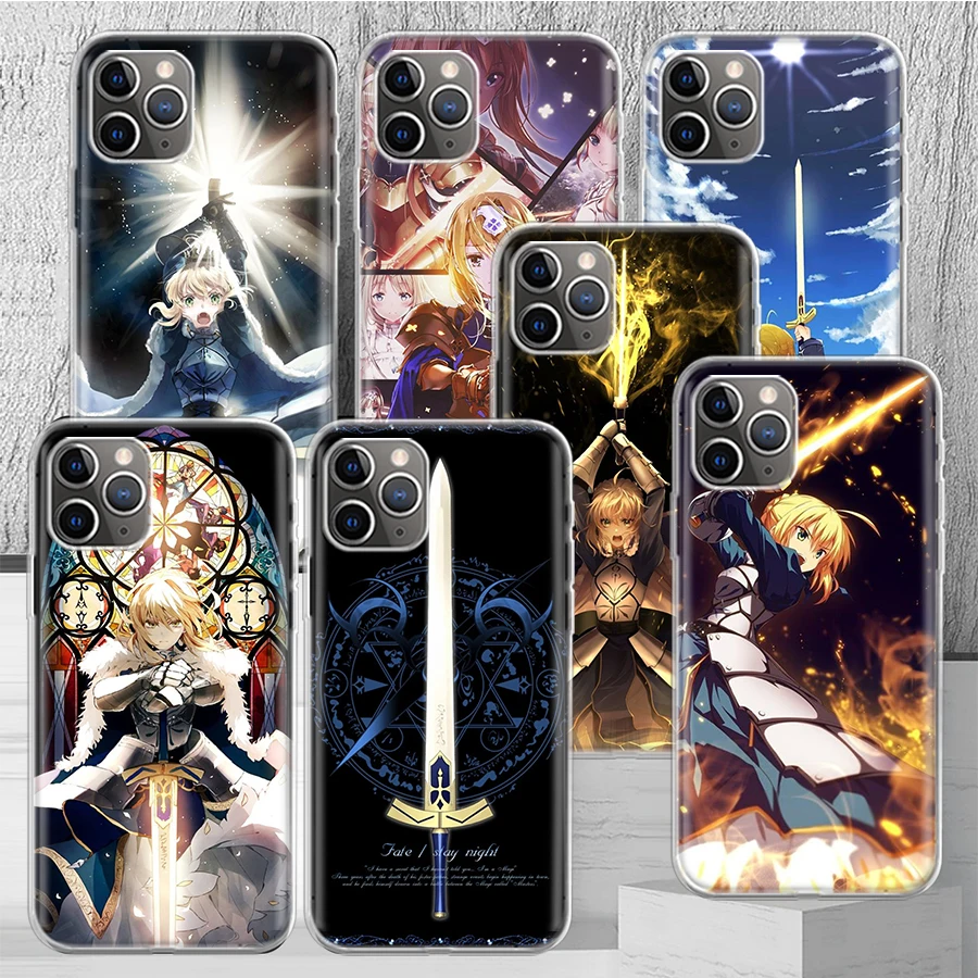 Fate Zero Stay Night Saber Phone Case Cover For iPhone 14 13 Pro 11 15 Art 12 XR X XS Max 7 8 6S Plus SE Soft Pattern Coque