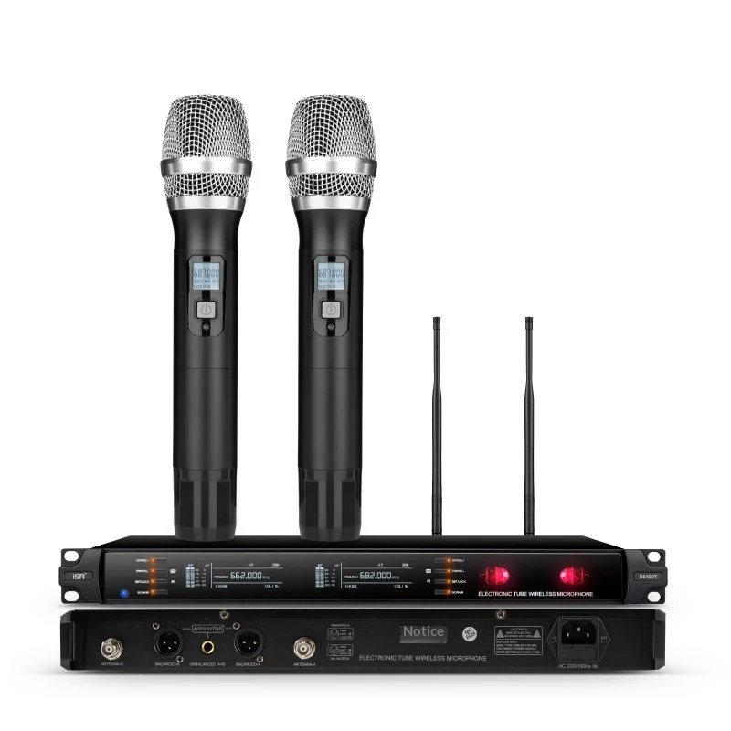 TDE400T Professional Wireless One-to-Two Electronic Tube Microphone Cardioid Polar Pattern Anti-Howling Function for Stage
