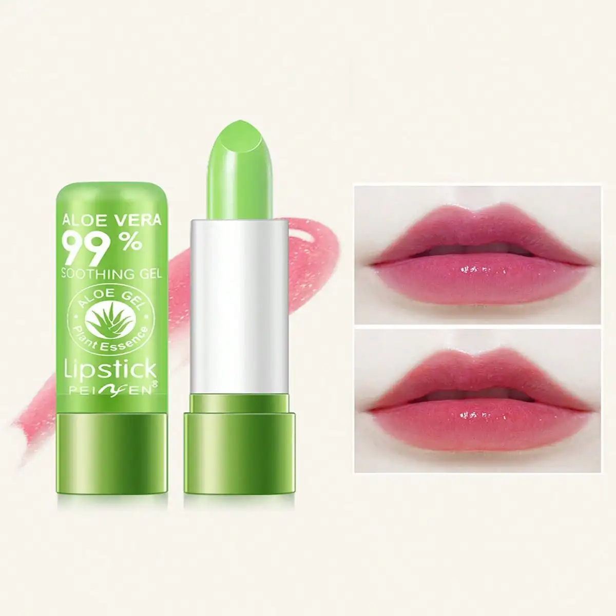 Aloe Vera Color-Changing Lip Balm, Moisturizing Repairing, Waterproof, Anti-Dryness,Temperature-Activated Lipstick for Hydration