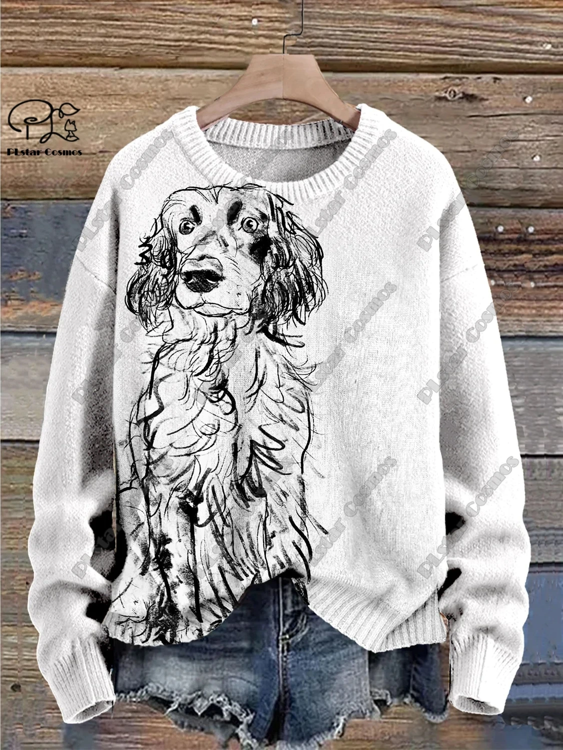 

PLstar Cosmos New 3D Printed Animal Series Cute Funny Puppy Pattern Ugly Sweater Winter Street Casual Unisex G-3