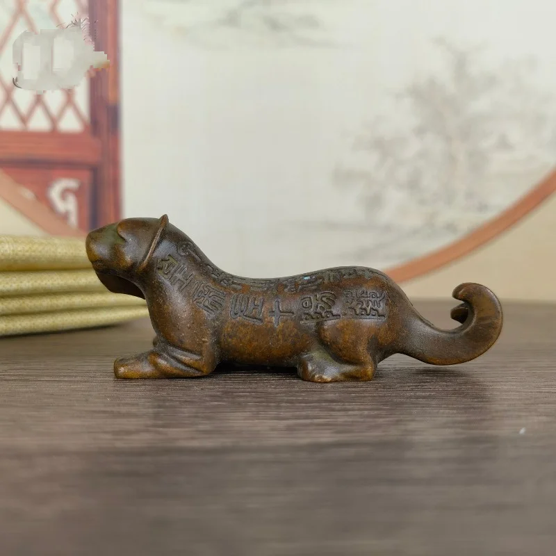 Antique Style Alloy Qin Du Tiger Token Ornament Yangling Tiger Tally Handheld Collectible Military Token Decor
