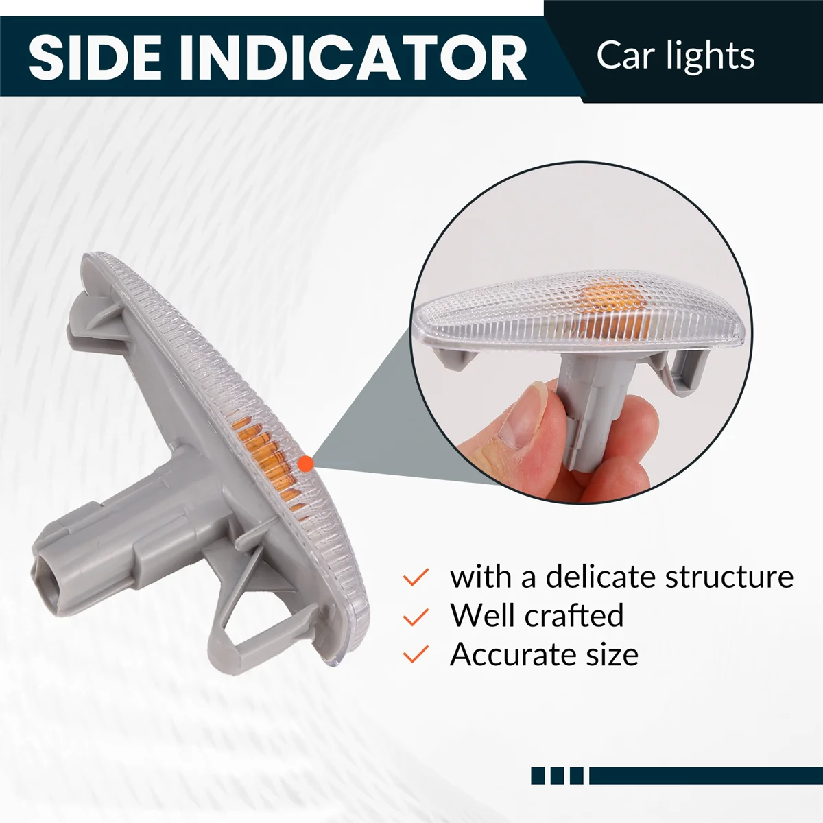 

#639Y Side Indicator Turn Signal Light Pair for Mitsubishi Lancer Mirage RVR 2008-2017 8351A047 (plastic)