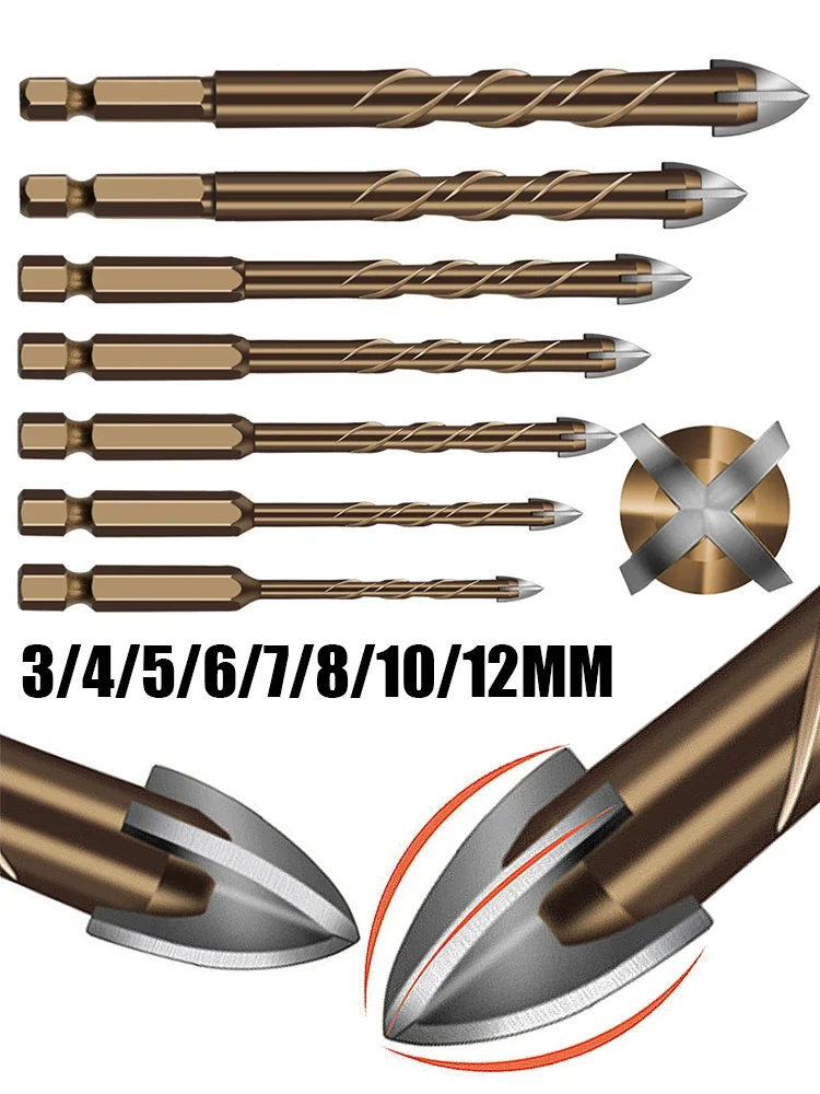 Imagem -06 - Cross Hex Tile Drill Bits Grupo Liga Dura Pedra Triangular Vidro Cerâmico Concreto Abridor de Furos para Parede Ferramenta Universal