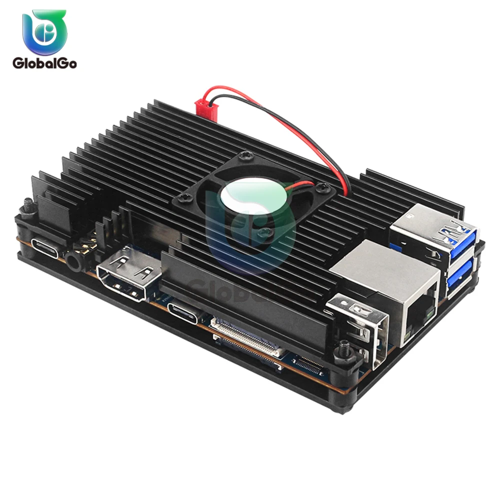Orange Pi 5 علبة من سبائك الألومنيوم مع مروحة التبريد المصارف الحرارة النشطة والسلبية تبديد الحرارة المعدنية تغليف ل Orange Pi 5