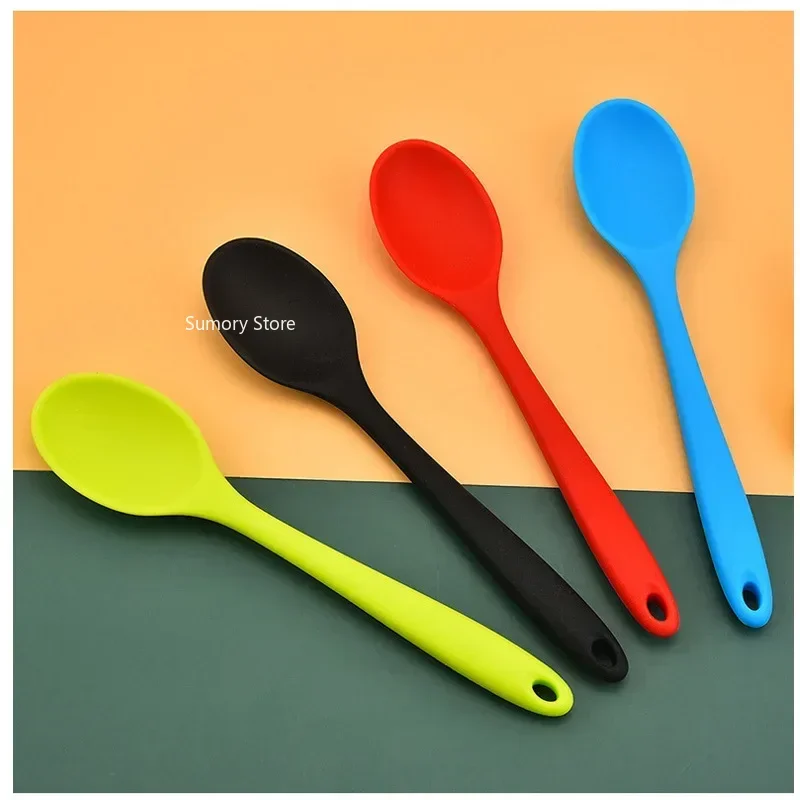 Silicone Spoon Heat Resistant Non-stick Rice Spoons Kitchenware Tableware Learning Spoon Cooking Kitchen Tool tableware