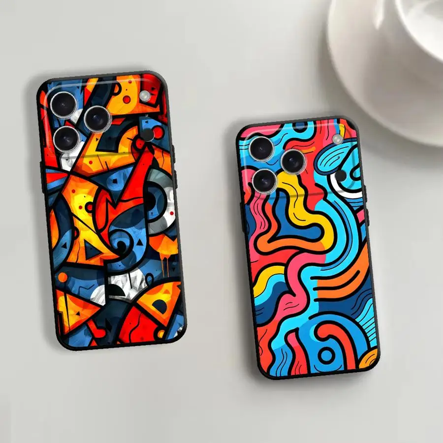 

Funda Phone Cover Case for Apple iPhone 17 Pro Max 16 11 13 Air 14 15 Pro 7 8 12 17e XR XS MAX Trendy Graffiti Art