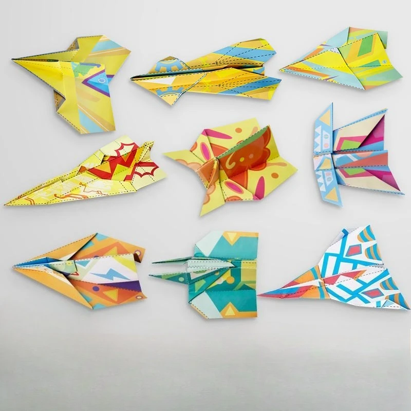 Kit de Origami de avión de papel para niños, juegos de papel de colores hechos a mano, juguetes de aviones de papel versátiles de dibujos animados Montessori 3D, 25 uds.