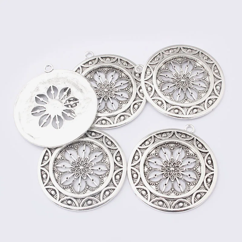 2pcs Bronze Patina Verdigris Charms Open Mandala Pattern Necklace Pendant For Necklace Jewelry Making Findings