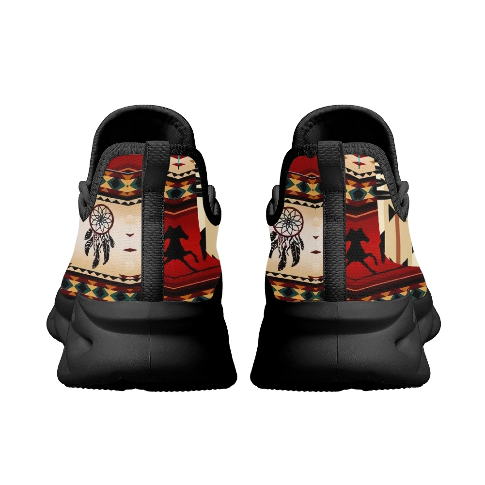 INSTANTARTS Ethnic Tribal Aztec Pattern Lightweight Lace Up Mesh Shoes Women's Tribal Horse Totem Shoes Platform Sneaker Zapatos