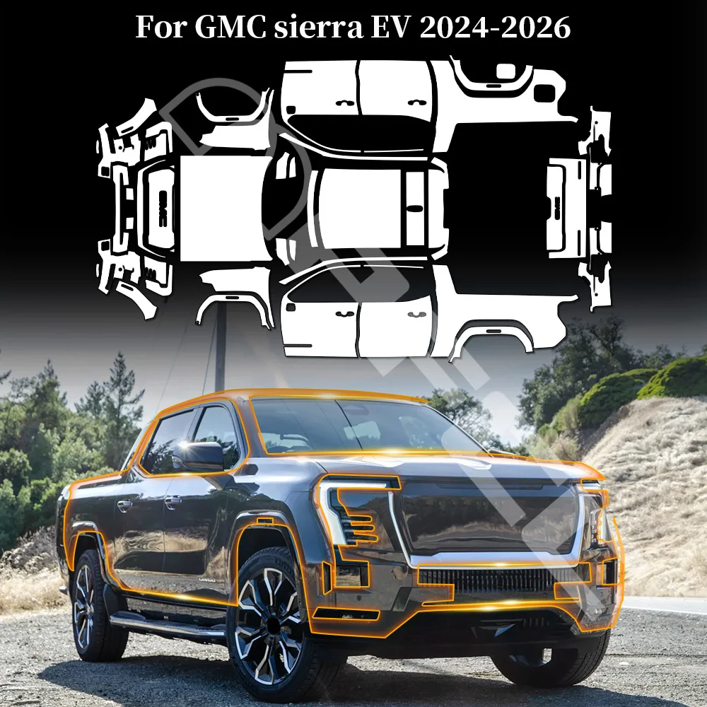 

Защитная пленка из ТПУ для GMC Sierra EV 2024-2026, предварительно вырезанная, прозрачная, антицарапийная, самовосстанавливающаяся, невидимая, для кузова автомобиля