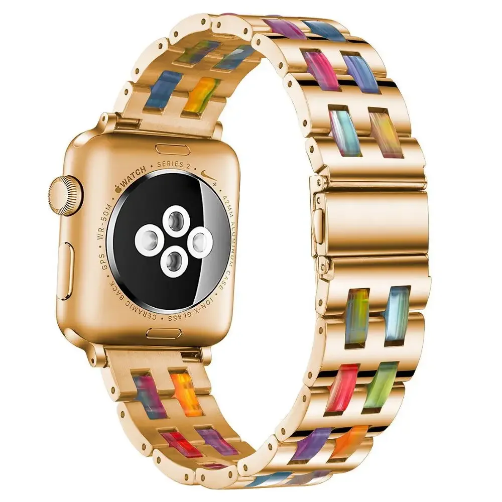 Cinturino in resina di lusso per cinturino Apple Watch 10 9 8 7 46mm 45mm 41mm cinturino per 6 5 4 3 SE 40mm 44mm 42mm bracciale in acciaio inossidabile