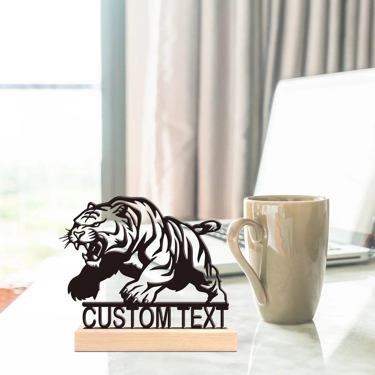 1pc Personalized Iron Desktop Ornament Custom Name With Wooden Base Desktop Decoration That Does Not Require Assembly