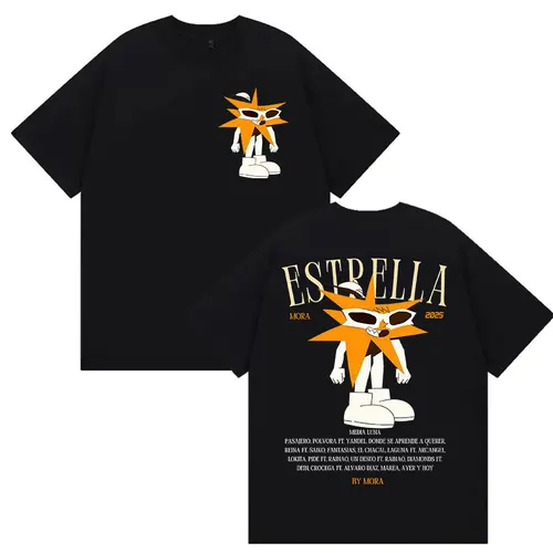 Imagen 1 del producto Camiseta de rapero MORA Tour 2025 Merch para hombre y mujer, camisetas Vintage de moda de alta calidad, ropa de Hip Hop, Camiseta de algodón de gran tamaño