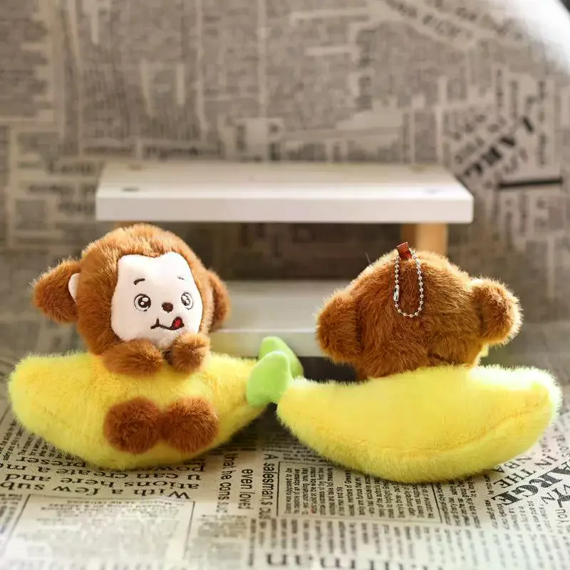 Lieve pluche aap in bananenontwerp sleutelhanger, perfect tasaccessoire voor jongens