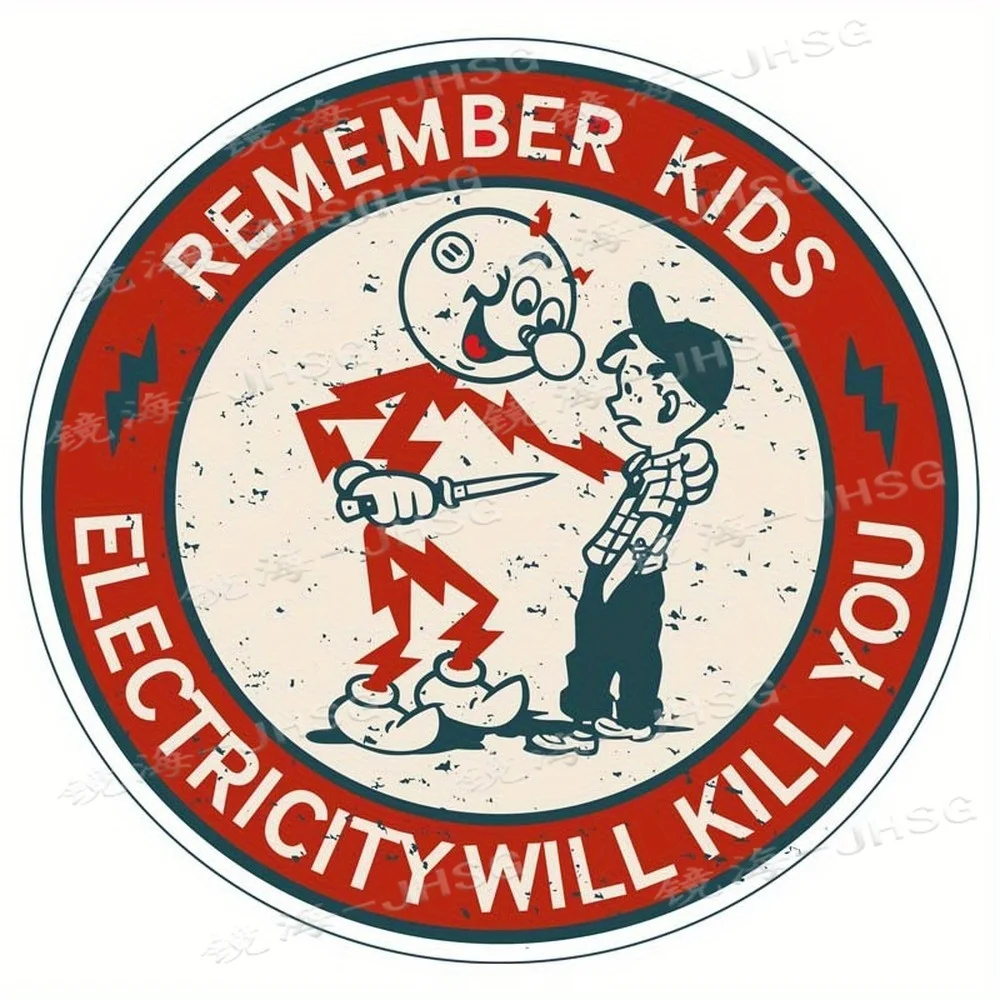 Electric Shock Hazard Warning Label, Electric Shock Can Kill You Sticker, Kilowatt Warning, Be Careful, Funny Sticker