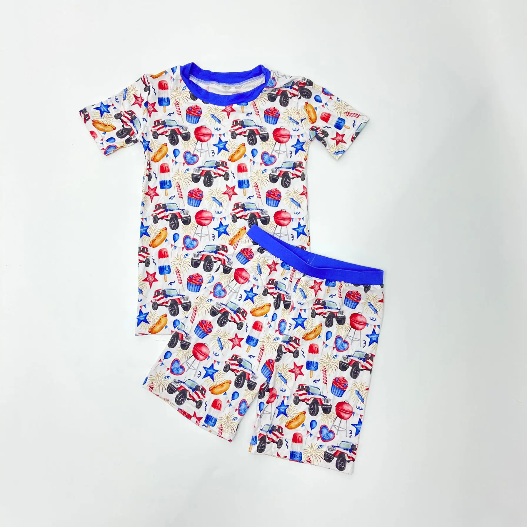 6-7T Boys Girl popular cartoon Cattle Dog Summer Children Clothes T-shirts+ Shorts Sets Casual Short Sleeve shorts sets