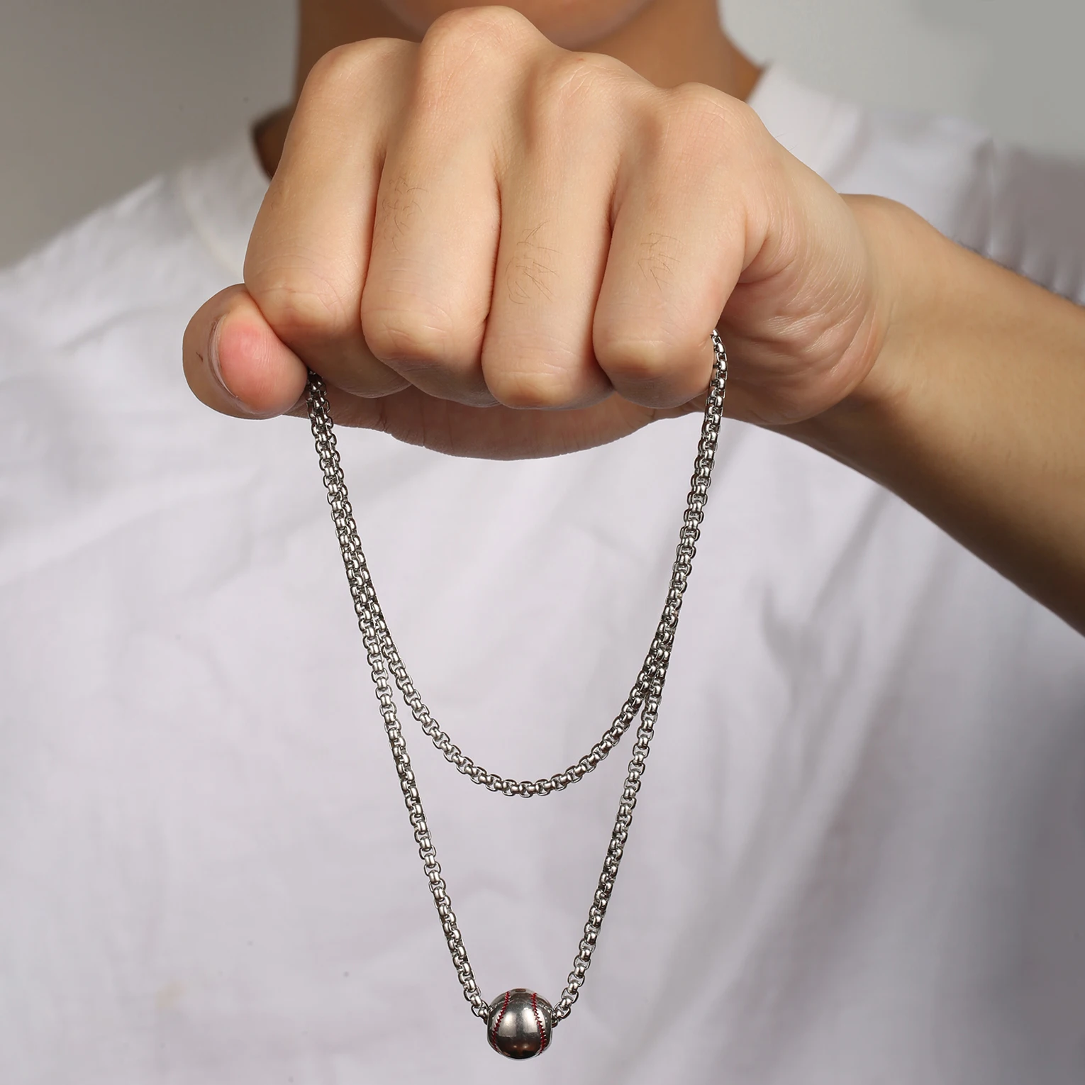 1PC Collar Hombre Male Stainless Steel Necklace Man Baseball Necklaces for Men Baseball Accessories Collier Homme