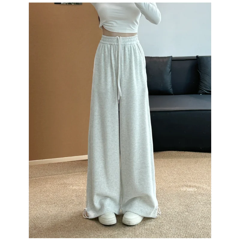 

New Spring and Autumn Wide-leg Trousers Versatile Straight-leg Casual Pants High-waisted Slim Loose Sleeping Women